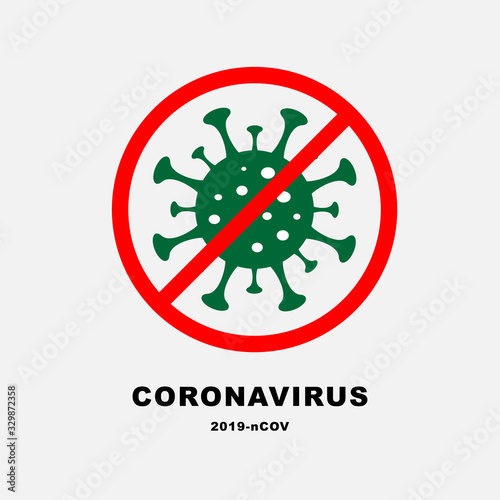 Corona Virus, Covit 19, 2019-nCOV, Stop sign and Green Icon isolated on white background. photo