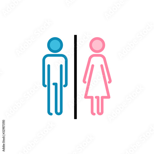 Toilet icon vector isolated on white background. Toilet sign. Man and woman restroom sign vector. Male and female icon