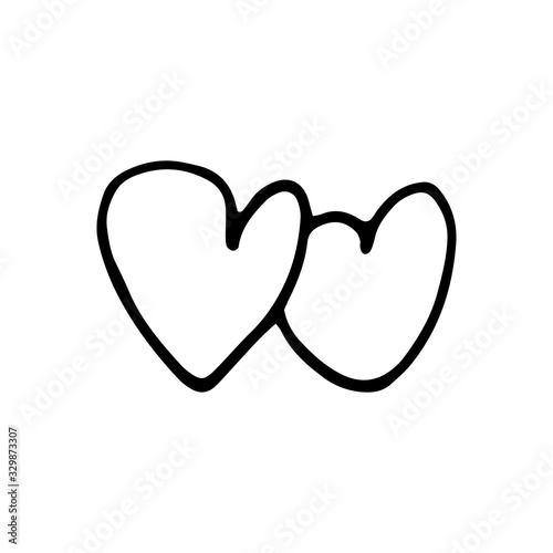 Simple doodle vector heart for valentine's day cards, posters, wrapping and design. Hand drawn heart, isolated on white backdrop. Geometric shape, symbol Valentine's Day illustration.