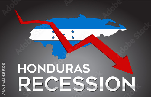 Map of Honduras Recession Economic Crisis Creative Concept with Economic Crash Arrow.