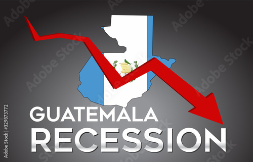 Map of Guatemala Recession Economic Crisis Creative Concept with Economic Crash Arrow.