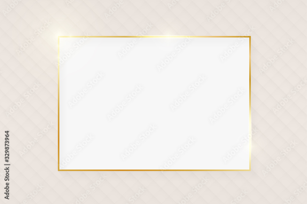 Gold shiny glowing luxury rectangle greeting card on beige skin background. Golden luxury realistic border card. Wedding, mothers or Valentines day concept. Xmas and New Year abstract. Vector Gold shiny glowing luxury rectangle greeting card on beige skin background. Golden luxury realistic border card. Wedding, mothers or Valentines day concept. Xmas and New Year abstract. Vector