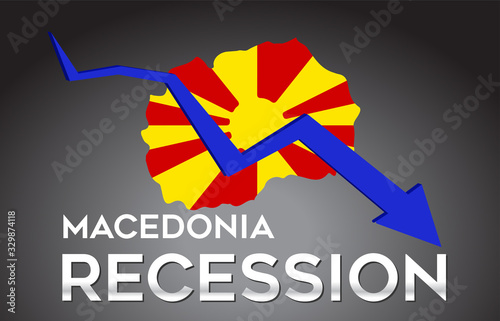 Map of Macedonia Recession Economic Crisis Creative Concept with Economic Crash Arrow.