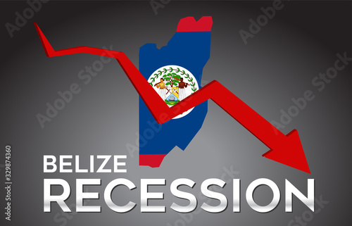 Map of Belize Recession Economic Crisis Creative Concept with Economic Crash Arrow.