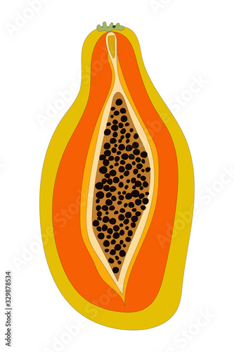 Half of papaya icon isolated on white background. Flat vector illustration of half papaya - icon for web design.
