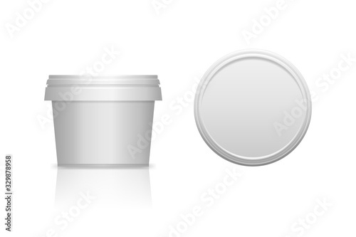 White realistic plastic cosmetic jar for body of face cream, scrub