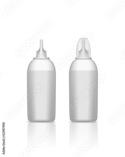 White realistic plastic or aluminum nasal spray bottle