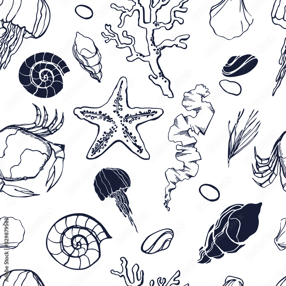 Seamless pattern with nautical elements Seamless pattern with nautical elements