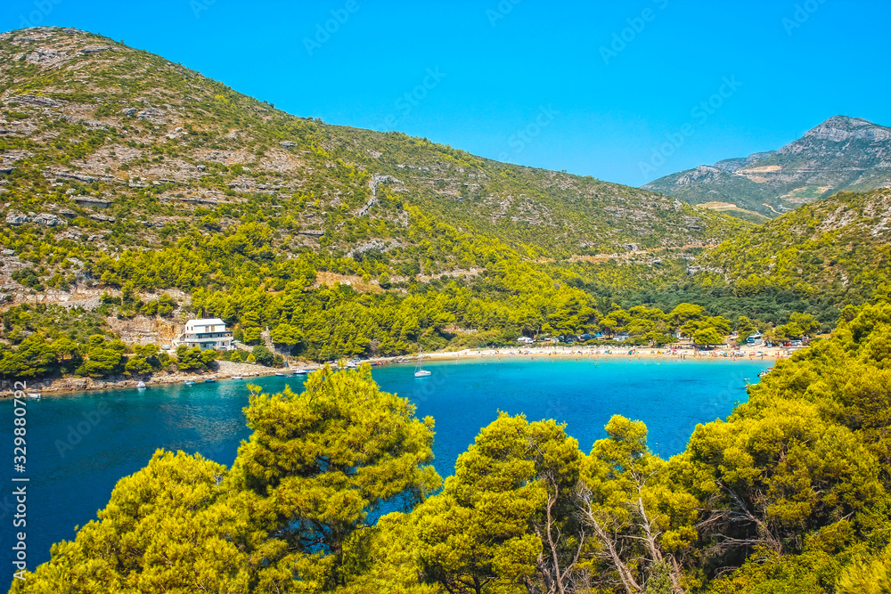 The beautiful blue lake called Ston in Croatia