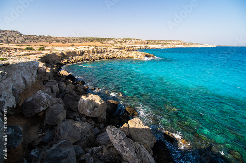 View of a Blue Lagoon near Polis city, Akamas Peninsula National Park, Cyprus