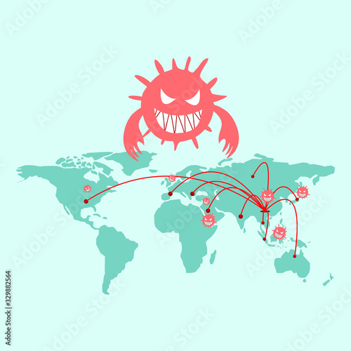world map showing COVID-19 outbreak
