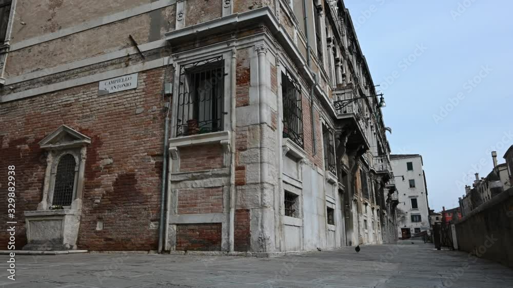 March 2020, Venice-Italy, Walking through the monuments of the ancient city of Venice at the time of the coronavirus, between closed shops and the absence of tourists March 2020, Venice-Italy, Walking through the monuments of the ancient city of Venice at the time of the coronavirus, between closed shops and the absence of tourists