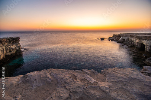 Famous sea caves in Ayia Napa Cyprus on nature background