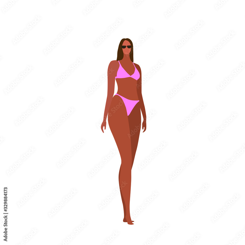 Vector illustration of girl standing pose, fashion model, women on vocation modern sketch Vector illustration of girl standing pose, fashion model, women on vocation modern sketch