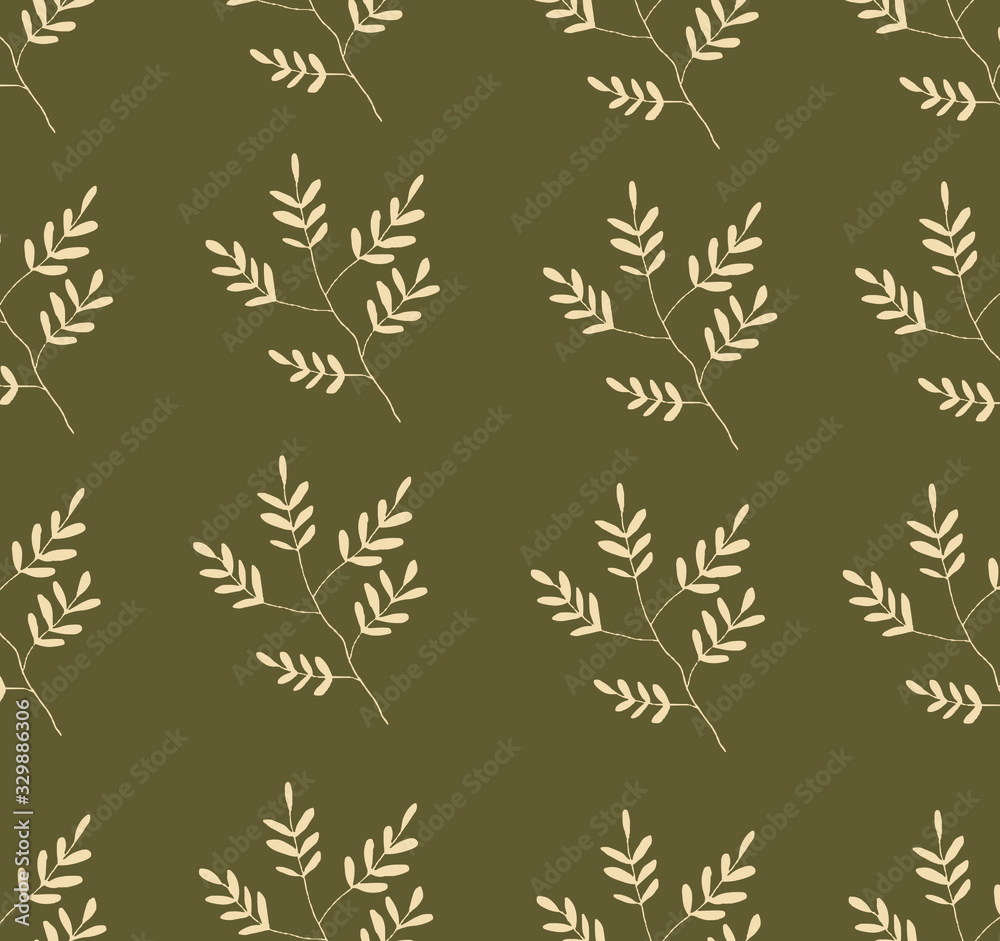 Obraz premium Vector seamless pattern with elements of plants and flowers in warm colors.