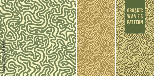 Set of seamless abstract organic patterns. Vector. Natural pattern and ornament for wallpaper, tile, fabric, gift paper.