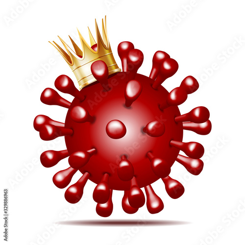 Virus wearing a crown, 2019-nCov novel coronavirus concept