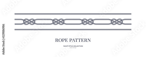 Nautical rope seamless patterns. Yacht style design. Vintage decorative elements. Template for prints, cards, fabrics, covers, flyers, menus, banners, posters and placard. Vector illustration.
