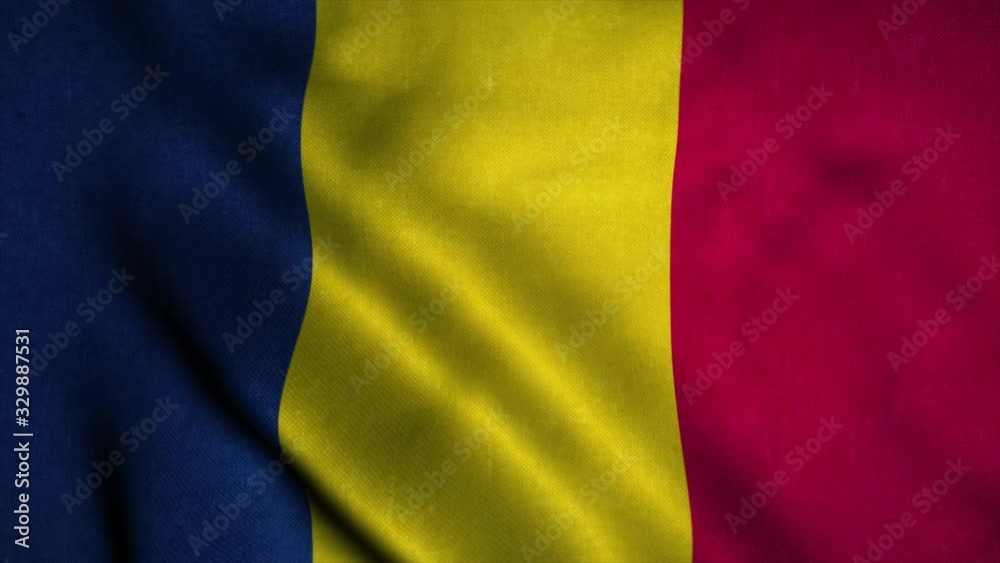 Chad flag waving in the wind. National flag of Chad. Sign of Chad seamless loop animation. 4K Chad flag waving in the wind. National flag of Chad. Sign of Chad seamless loop animation. 4K