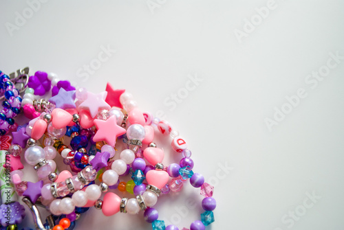 bead bracelets. beads. decorations. bijouterie. hobbies of girls. background