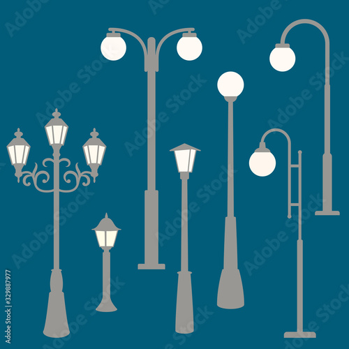 Park Street lights, vector illustration,flat style