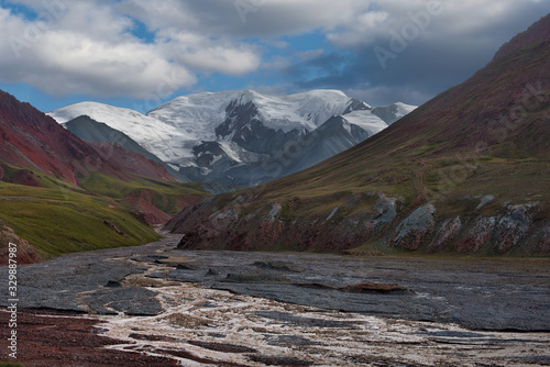 Central Asia, Kyrgyzstan. Shallow mountain rivers of the Tien Shan along the Eastern section of the Pamir tract.