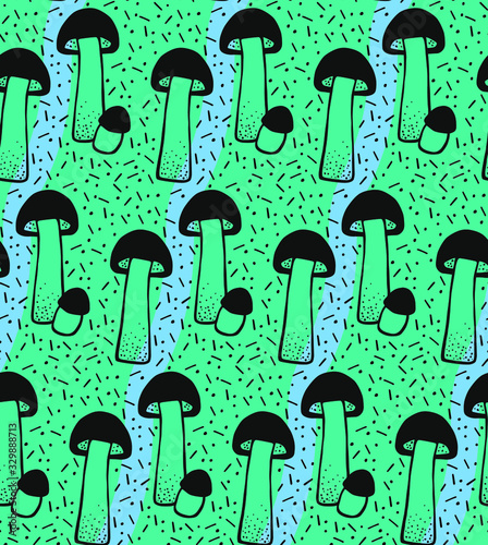 Seamless pattern of white mushroom on background