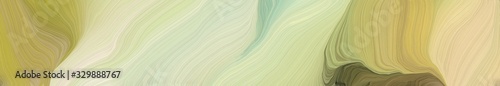 wide colored banner background with tan, peru and dark olive green color. elegant curvy swirl waves background illustration