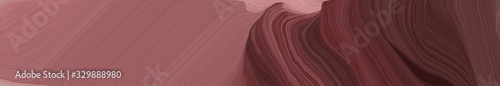 dynamic wide colored banner. abstract waves design with pastel brown, very dark pink and old mauve color