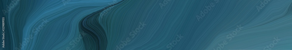 beautiful wide colored banner with dark slate gray, very dark blue and teal blue color. modern waves background illustration