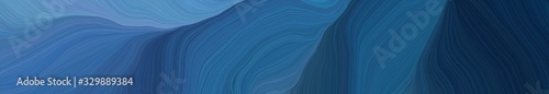 wide colored banner with waves. elegant curvy swirl waves background illustration with teal blue, very dark blue and steel blue color © Eigens