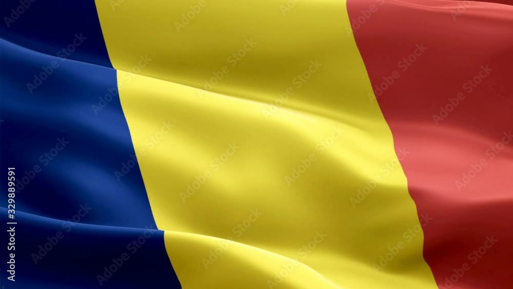 Republic of Chad flag Closeup 1080p Full HD 1920X1080 footage video waving in wind. National N'Djamena 3d Chad flag waving. Sign of Chad seamless loop animation. Chad flag HD resolution Bac Republic of Chad flag Closeup 1080p Full HD 1920X1080 footage video waving in wind. National N'Djamena 3d Chad flag waving. Sign of Chad seamless loop animation. Chad flag HD resolution Bac