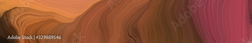 landscape banner with waves. modern curvy waves background design with brown, peru and moderate red color