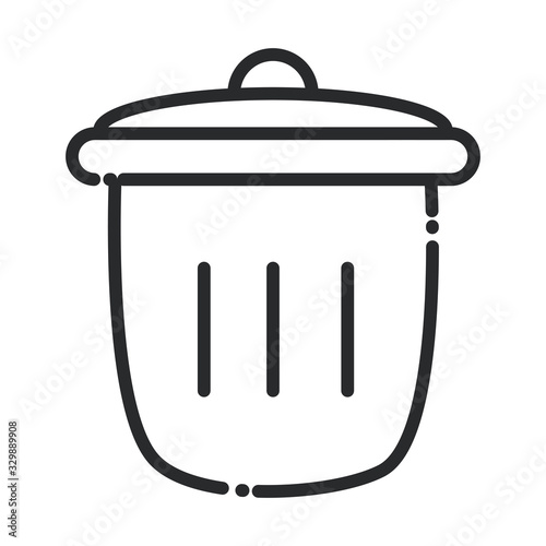 cleaning, trash can waste domestic hygiene line style icon
