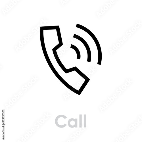 Call phone icon. Editable line vector.