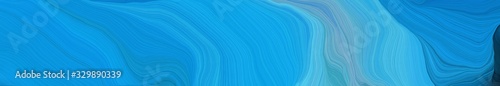 wide colored banner with waves. smooth swirl waves background illustration with dodger blue, corn flower blue and very dark blue color