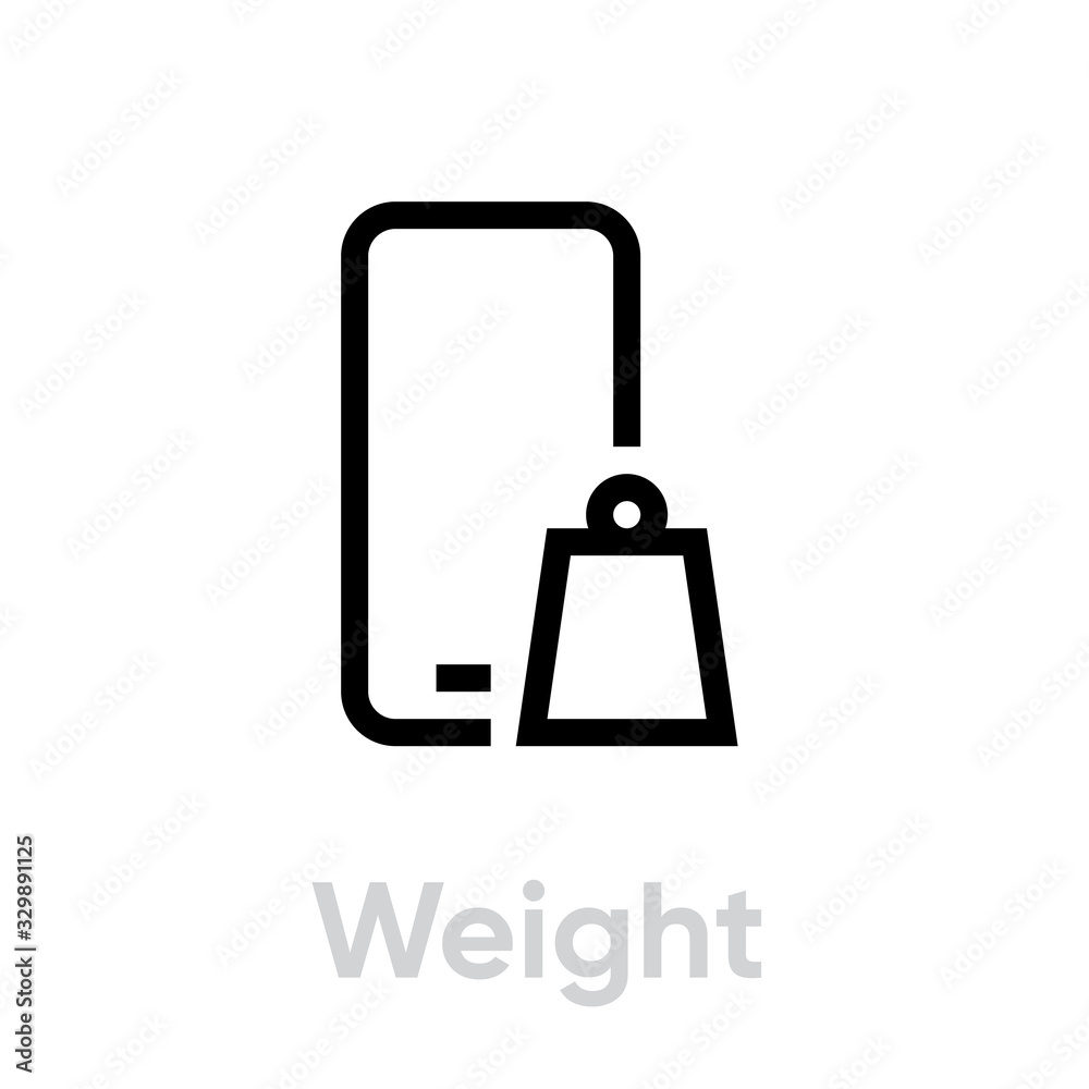 Tech specs weight phone icon. Editable line vector. Tech specs weight phone icon. Editable line vector.