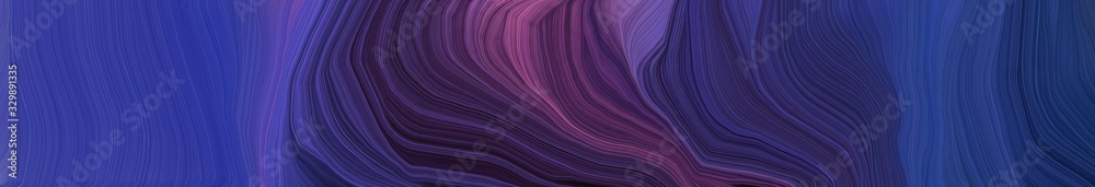 Fototapeta premium wide colored banner background with dark slate blue, very dark pink and very dark violet color. smooth swirl waves background illustration