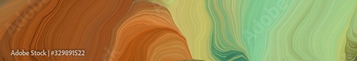 landscape banner with waves. abstract waves design with pastel brown, sienna and dark sea green color