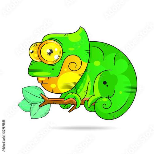 Chameleon Vector Illustration Suitable For Greeting Card, Poster Or T-shirt Printing.