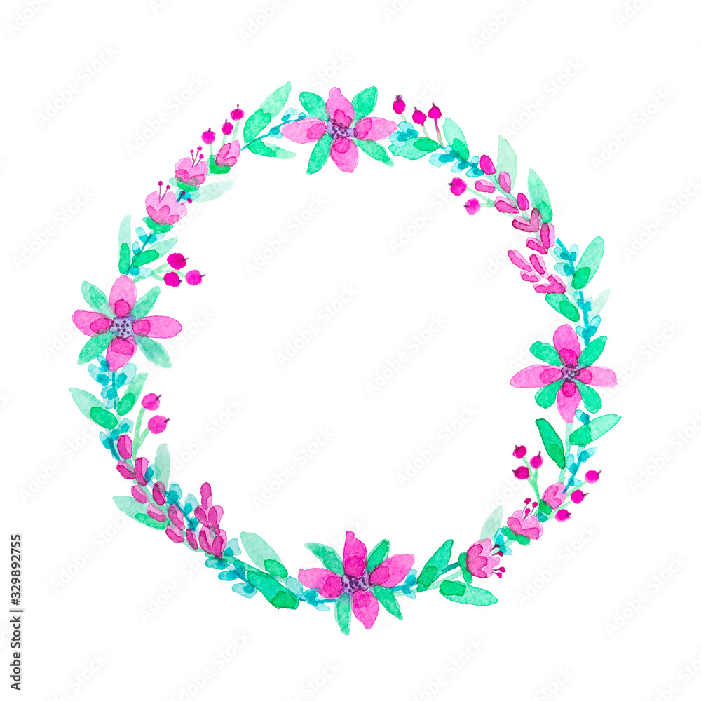 Floral Wreath In Watercolor