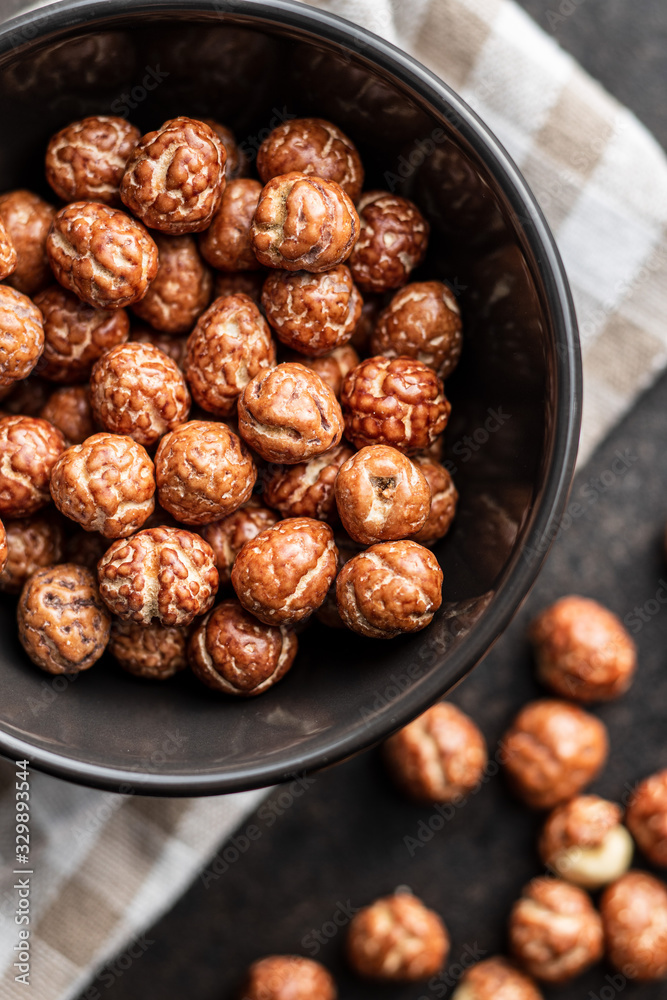Hazelnuts with sugar icing. Hazelnuts with sugar icing.
