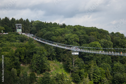 Rappbodetalsperre suspension bridge on a sunny day photo