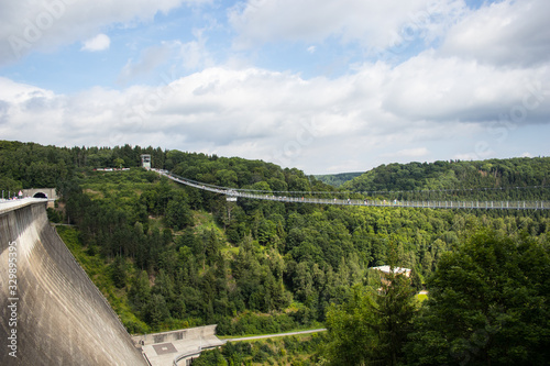 Rappbodetalsperre suspension bridge on a sunny day