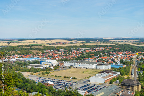 Aerial view of the small city Thale next to the "Hexentanzplatz"