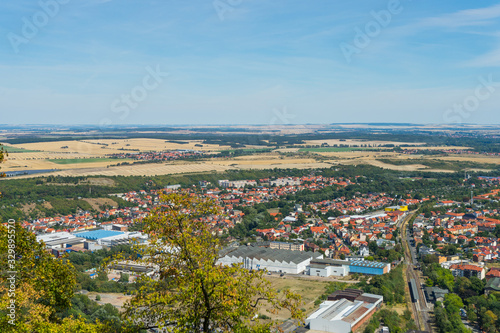 Aerial view of the small city Thale next to the Hexentanzplatz