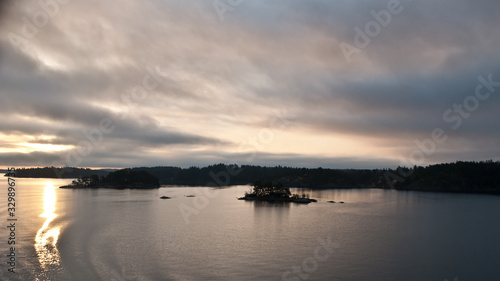 Baltic sea  sunrise  Scandinavia  Sweden  Islands  view from the ferry