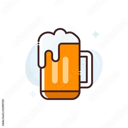 Beer Mug Vector Icon Filled Outline Style Illustration.