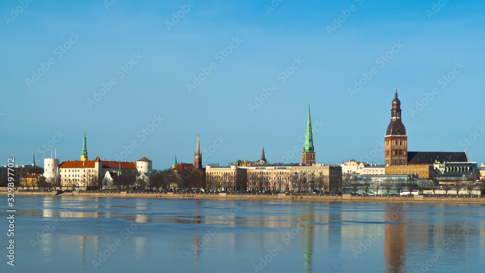 panorama of the city of Riga on a Sunny clear day