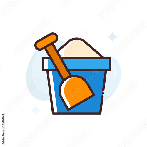 Beach Toys Vector Icon Filled Outline Style Illustration.